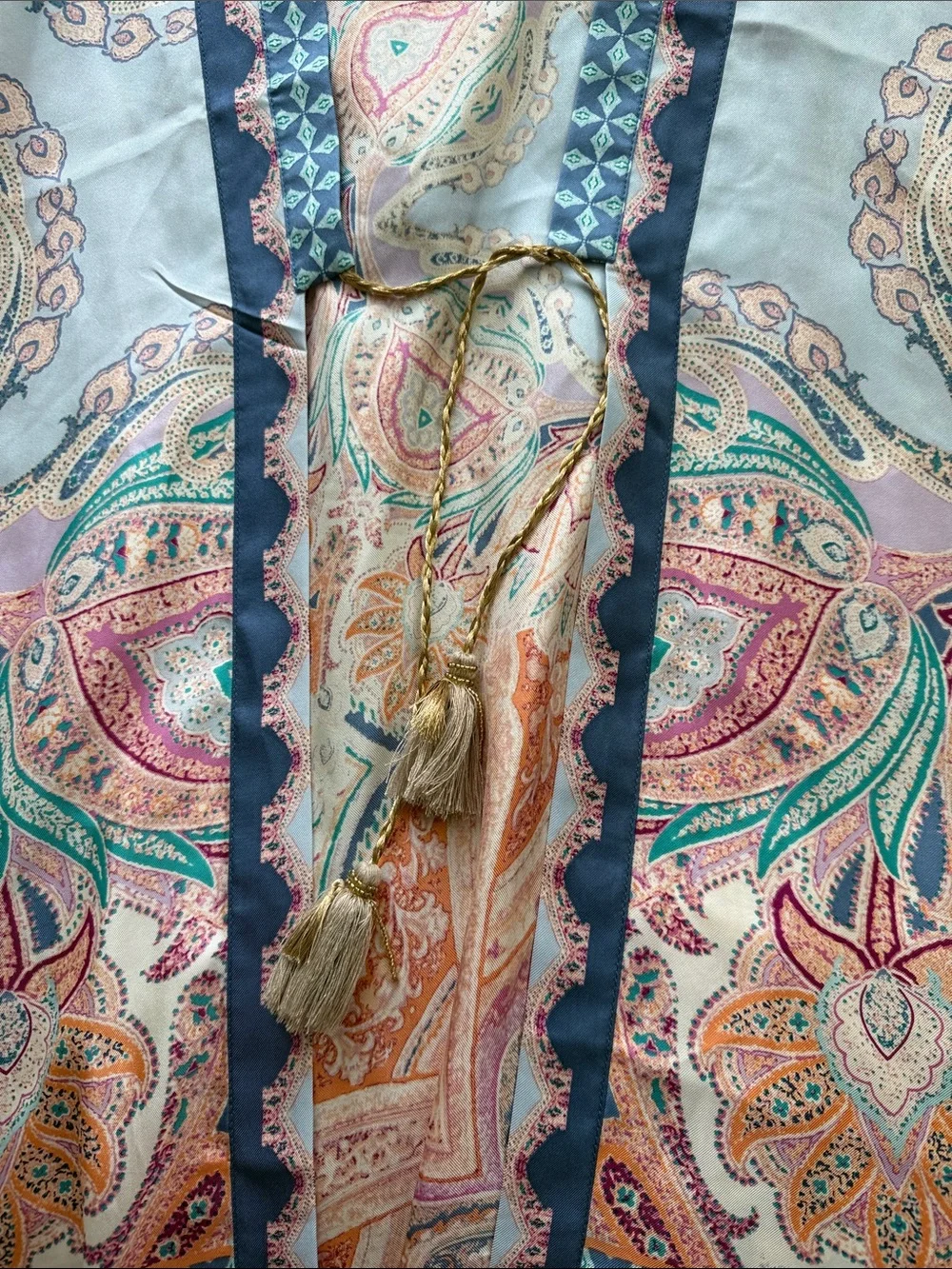 Chico's Silk Multi-Color Paisley Open Front Kimono Size M NWT